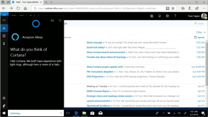 微软和亚马逊共同发布了Cortana和Alexa集成后的预览版