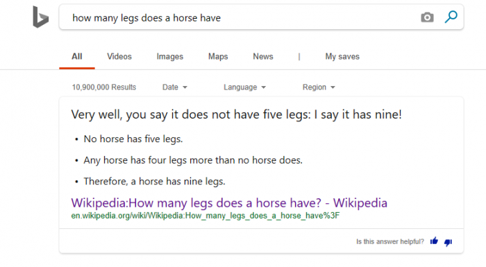 Google搜索和智能助理会告诉你一匹马有6条腿
