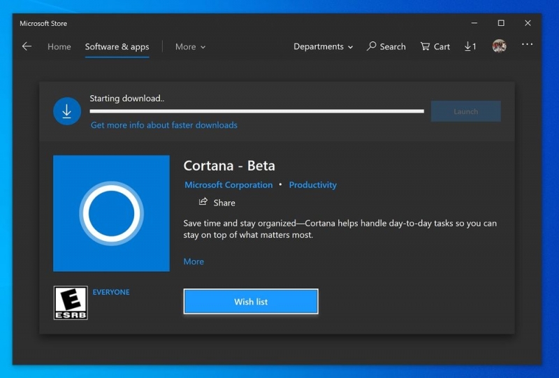 Cortana Beta上架微软商城 部分Fast通道用户已提前尝鲜