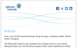 Johnson Controls宣布从旗下智能恒温器中移除Cortana服务